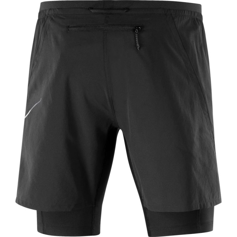 Black Salomon Cross Twinskin Men's Shorts | PH 95620I